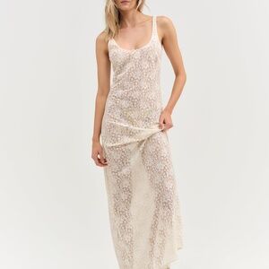 For Love & Lemons Ella Lace Maxi Dress L / Cream